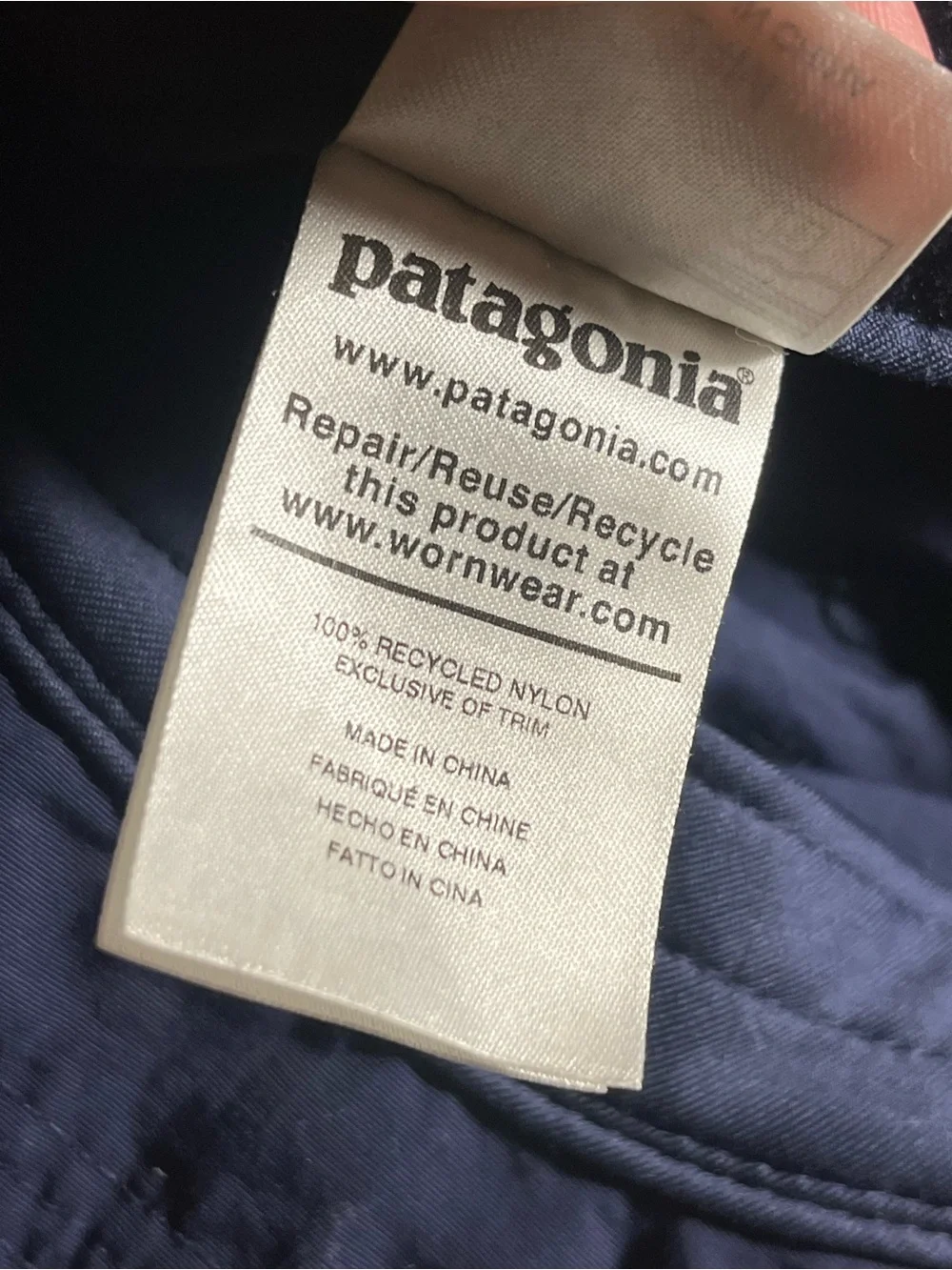 Patagonia Baby Cycling Cap Infant Toddler 24M Navy Blue Print Recycled Nylon